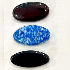 Vintage Blue and black natural stone brooches